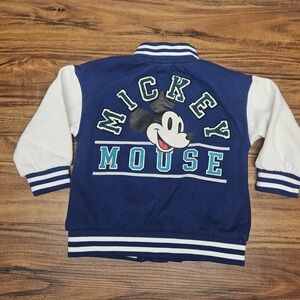 Disney Mickey Mouse‎ Varsity Jacket Kids 2T Blue White Bomber Snap Front